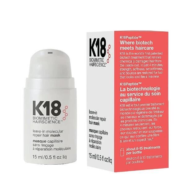 Inovatyvi plaukus atkurianti kaukė K18 Biomimetic Molecular Hair Repair 15 ml (Riboto leidimo)