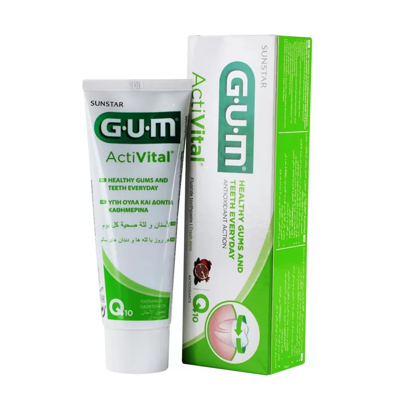 Ikdienas mutes dobuma kopšanai Sunstar GUM Activital Q10 zobu pasta 75 ml