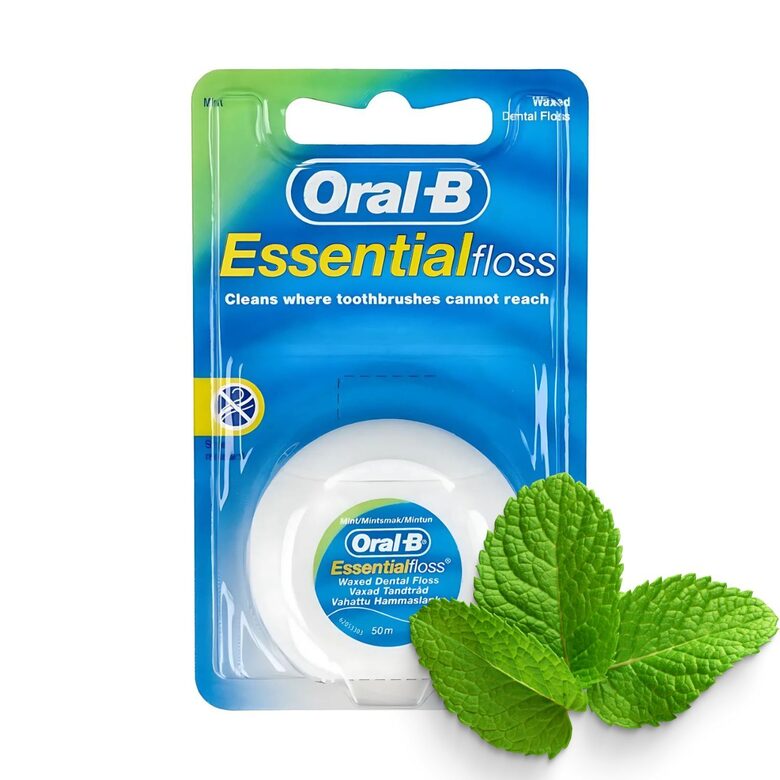 Vaškuotas dantų siūlo juostelė Oral-B Essential Floss Waxed Mint, 50 m