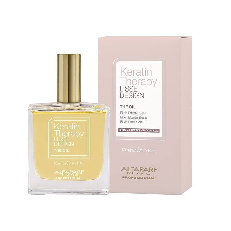 Šilkinės tekstūros aliejaus eliksyras Alfaparf Lisse Design Keratin Therapy The Oil