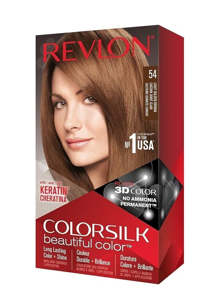 Revlon ColorSilk nuolatiniai plaukų dažai, atspalvis 54 Šviesiai Auksinė Ruda