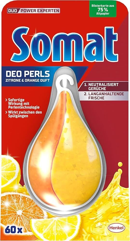 Нейтрализатор запаха для посудомоечных машин Somat Deodorant Duo-Perls Lemon and Orange, 17 г