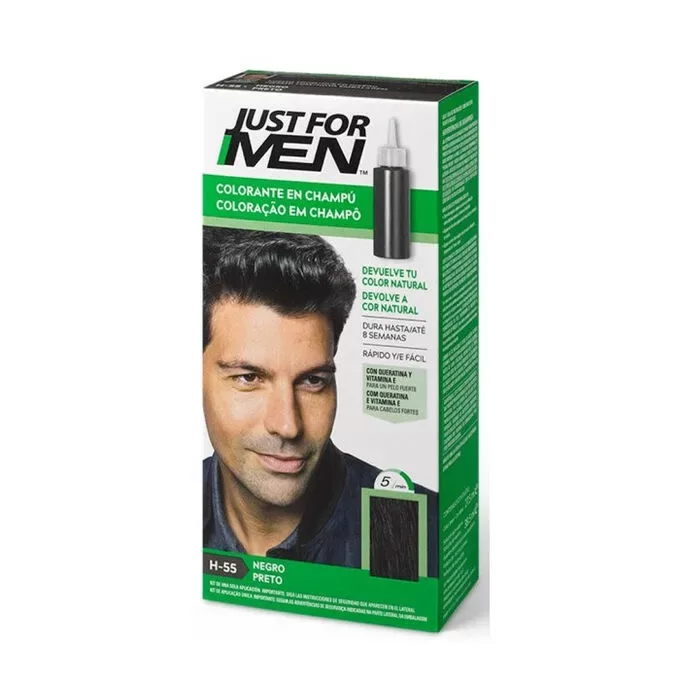 Ērti lietojams tonējošs šampūns vīriešiem Just For Men Natural Black 30 ml