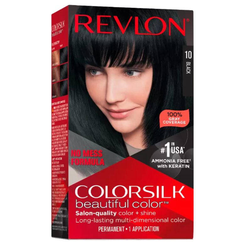 Ilgalaikiai plaukų dažai „Revlon ColorSilk Permanent Hair Color Dye 10 Black“, 59 ml
