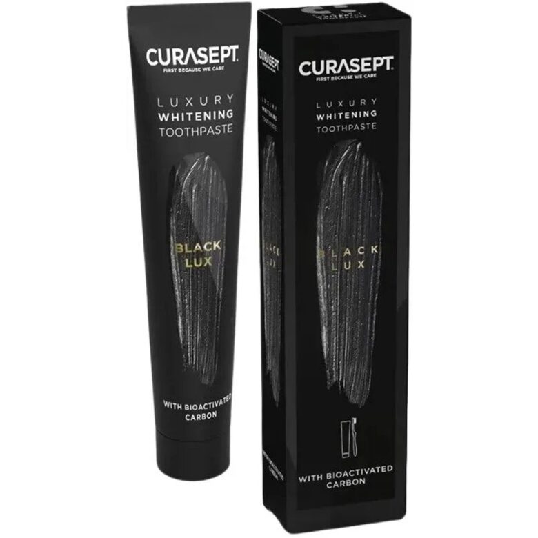 Отбеливающая зубная паста премиум-класса Curasept Black Luxury Whitening Toothpaste Mentha Intensa, 75 мл.