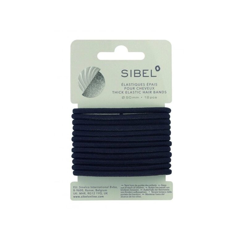 Sibel Black Thick Elastic paksud mustad juuksekummid, 12 tk