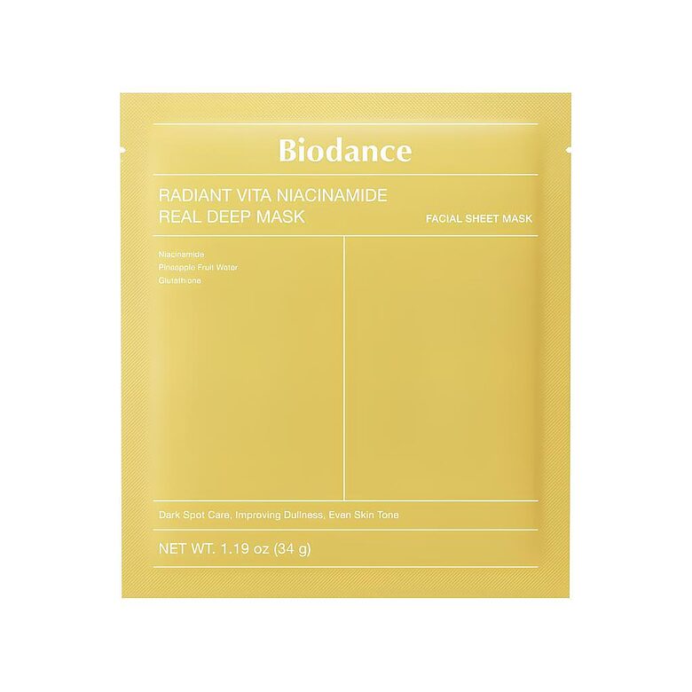 BIODANCE Radiant Vita Niacinamide Real Deep izgaismojoša hidrogēla sejas maska ar niacinamīdu 34 g