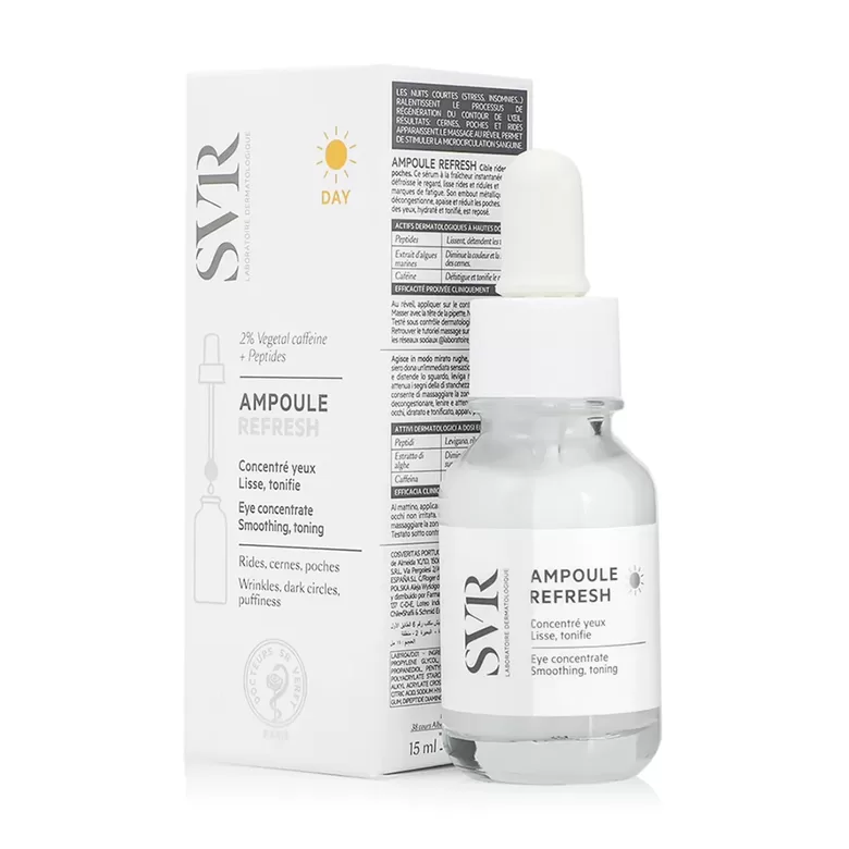 SVR Ampoule Refresh – Silmaümbruse seerum hüaluroonhappe, peptiidide ja kofeiiniga, 15 ml
