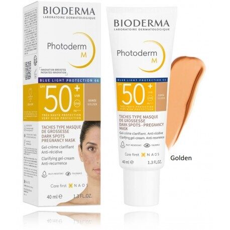 Tonizuojantis gelio kremas su SPF50+ Bioderma Photoderm (atspalvis „Golden“) 40 ml