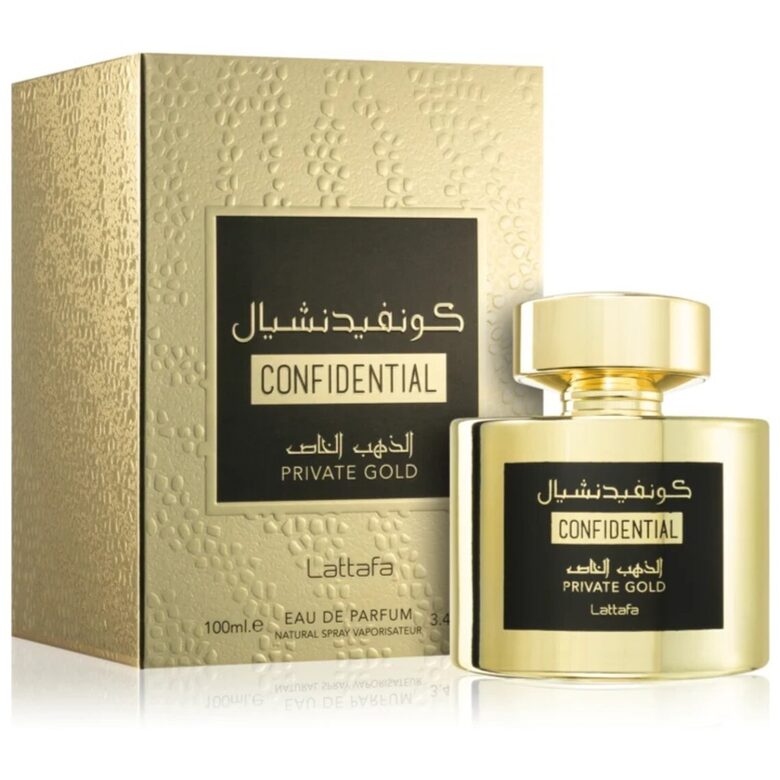 Universalus ir patrauklus aromatas Lattafa Confidential Private Gold Eau de Parfum 100 ml