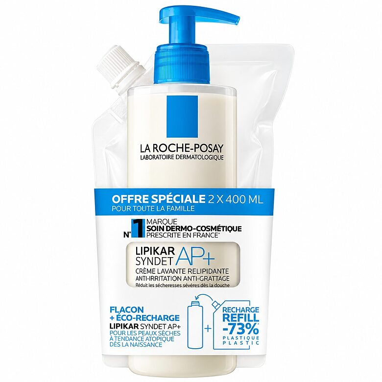 La Roche-Posay Lipikar Syndet AP+ очищающий крем 400 мл + эко-рефилл 400 мл