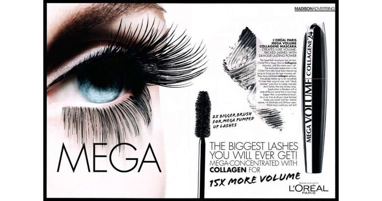 L'Oréal Paris Mega Volume Collagen 24H blakstienų tušas – Extra Black, 9 ml