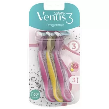 Vienkartiniai moteriški skutimosi peiliukai Gillette Venus 3 Dragonfruit Disposable Razors (3 vnt.)