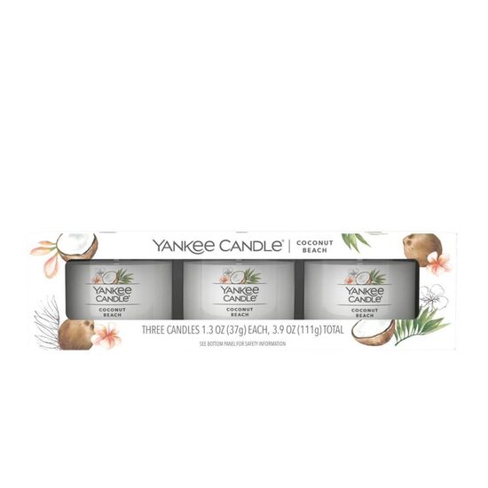Yankee Candle kinkekomplekt – 3 täidetud lõhnaküünalt “Coconut Beach”
