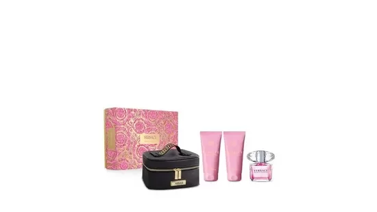 Versace Bright Crystal Eau de Toilette 90 ml – Ziemassvētku dāvanu komplekts (4 daļas)