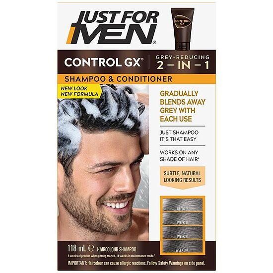 Just For Men Control GX 2-in-1 hallide juuste nähtavust vähendav šampoon ja palsam 118 ml