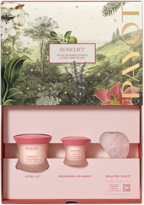 Kosmetikos rinkinys Payot Roselift Collagen Jour moterims: dieninis kremas 50 ml + akių priežiūros priemonė 15 ml + Gua Sha kvarcas 1 vnt.
