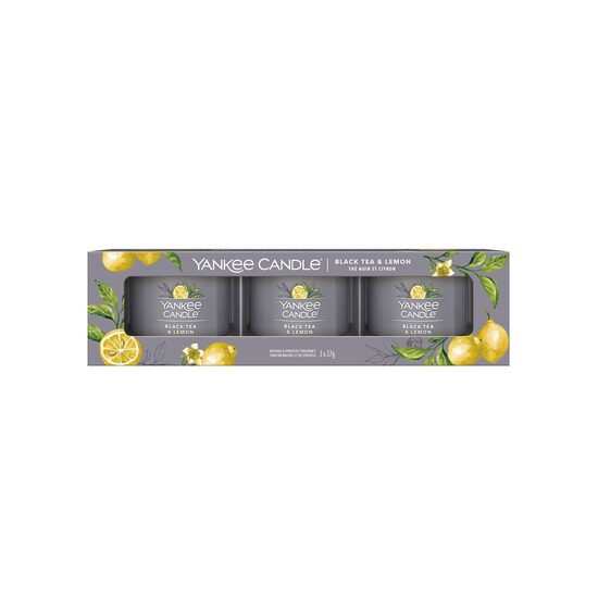 Yankee Candle kinkekomplekt – 3 täidetud teeküünalt “Black Tea & Lemon”