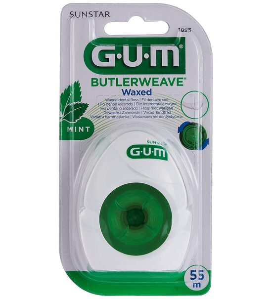 Vaskots zobu diegs ar atsvaidzinošu piparmētru garšu GUM Butlerweave 55 m