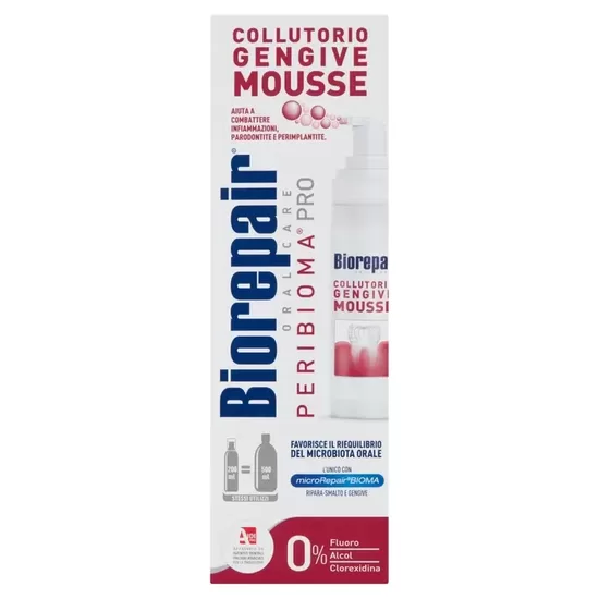 Biorepair Peribioma Mousse Mouthwash for Oral Hygiene and Inflamed Gums - Antibacterial 200ml