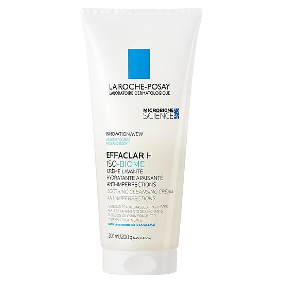 La Roche-Posay Effaclar H Iso-Biome Cleansing Cream nomierinošs attīrošs krēms taukainai un problemātiskai ādai, 200 ml