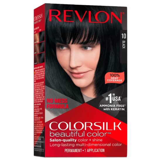 Püsiv juuksevärv Revlon ColorSilk Permanent Hair Color Dye 10 Black, 59 ml