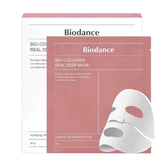 Dziļi mitrinoša un tvirtumu uzlabojoša hidrogēla sejas maska Biodance Bio-Collagen 34 g × 4 gab