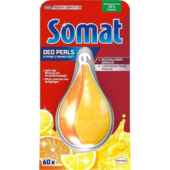 Trauku mazgājamās mašīnas smaku neitralizētājs Somat Deodorant Duo-Perls Lemon and Orange 17 g