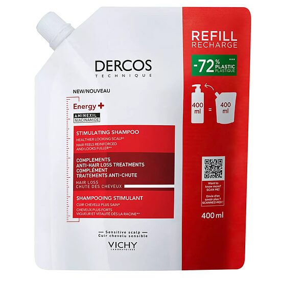 Stiprinošs šampūns novājinātiem matiem Vichy Dercos Eco-Recharge Energy+ ( 400 ml )