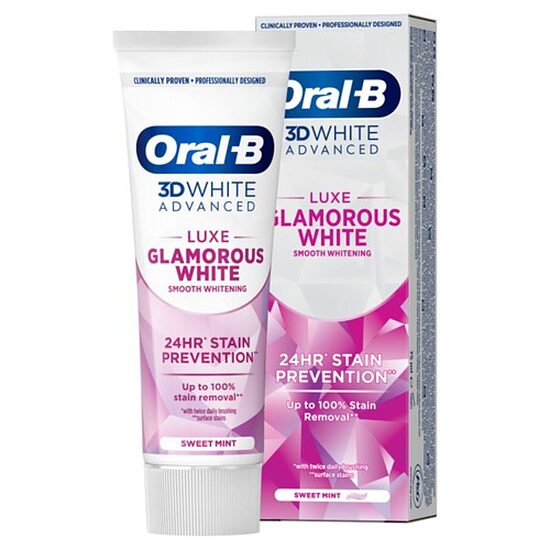 Balinoša zobu pasta ikdienas mutes dobuma kopšanai Oral-B 3D White Luxe Glamorous 75 ml