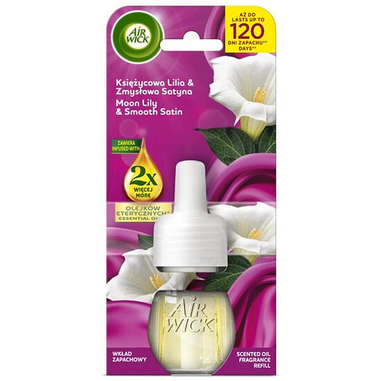 Air Wick Electric Moon Lily & Sensual Satin elektrinio oro gaiviklio papildymas 19 ml