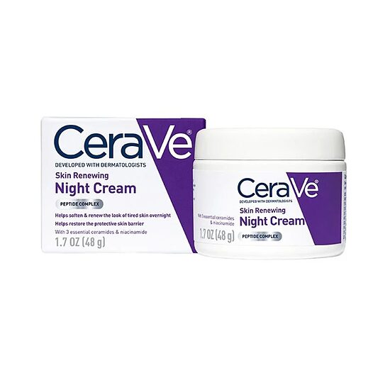 CeraVe Skin Renewing Night Cream atjaunojošs nakts sejas krēms ar niacinamīdu, peptīdiem un hialuronskābi ., 48 g