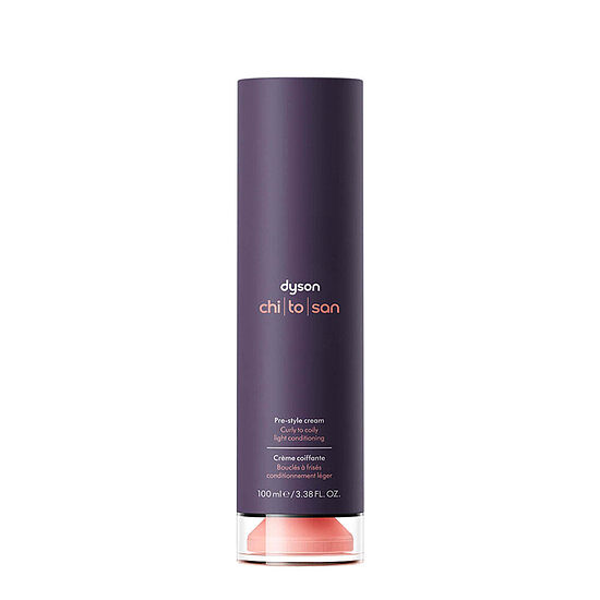 Dyson Chitosan Pre-style Cream Curly to Coily Light Conditioning 100 ml — hiustenmuotoiluvoide kiharille ja voimakkaasti kiharille hiuksille — kevyt hoito