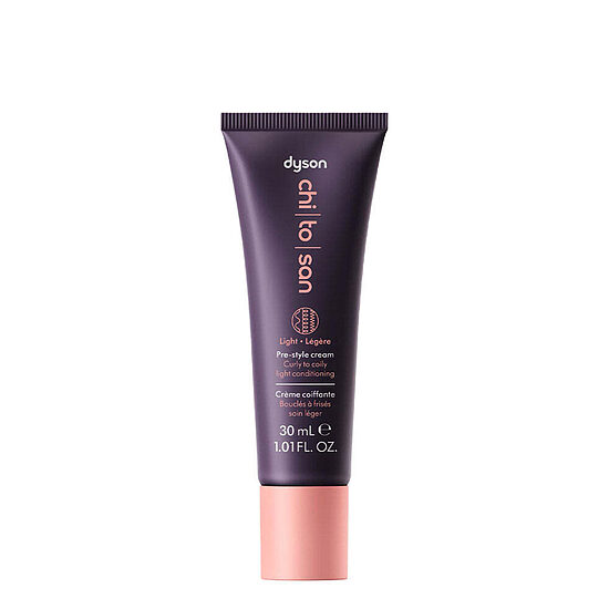 Dyson Chitosan Pre-style Cream Curly to Coily Light Conditioning 30 ml — hiustenmuotoiluvoide kiharille ja voimakkaasti kiharille hiuksille — kevyt hoito