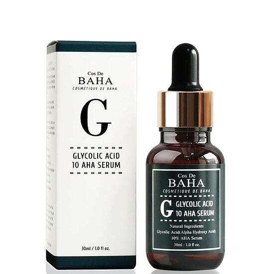 COS DE BAHA G Glycolic Acid 10% AHA eksfoliējošs nakts sejas serums 30 ml