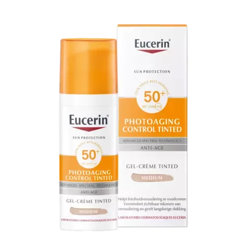 Солнцезащитный тонирующий гель-крем для лица Eucerin Sun Photoaging Control Tinted Gel Cream SPF50+ Medium, 50 мл