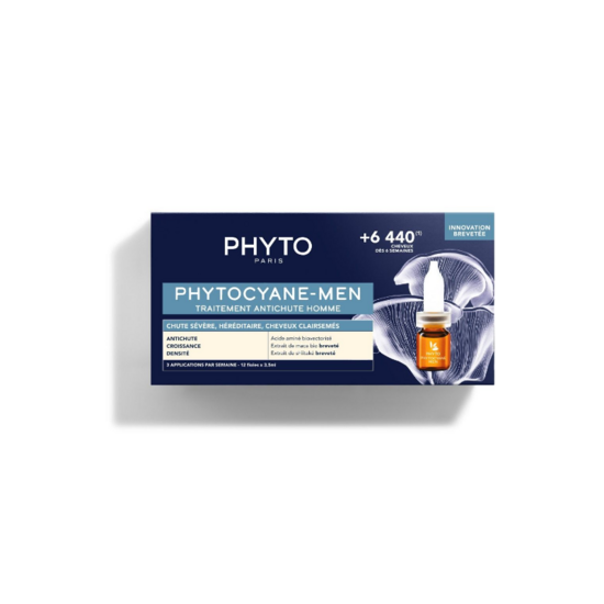 Intensyvi ampulių terapija nuo plaukų slinkimo Phyto Phytocyane 12x3,5 ml