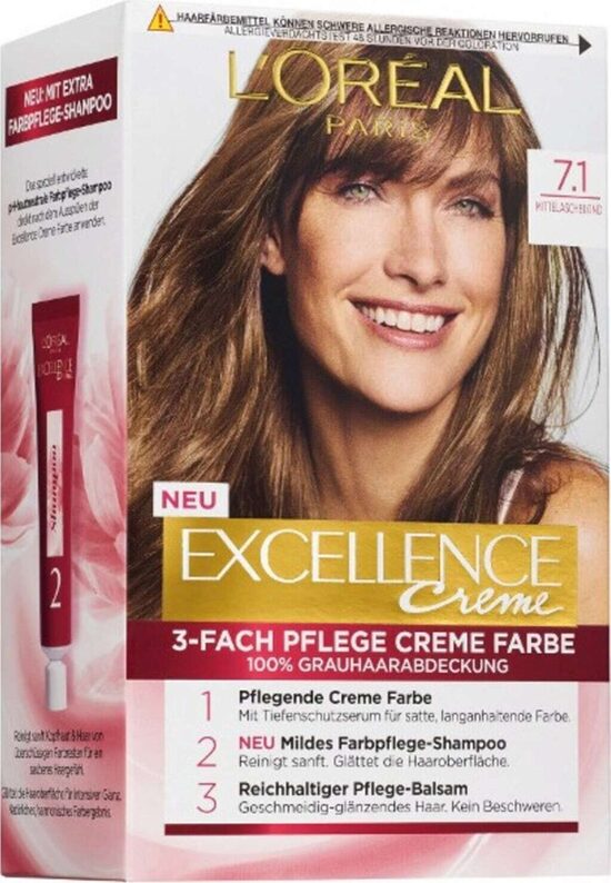 Matu krāsa L'Oréal Excellence Creme Hair Color 7.1 Ash Blonde